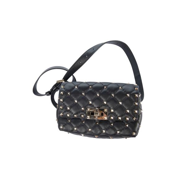 Valentino Handbags - VALENTINO Black Leather Rockstud Quilted Belt Bag